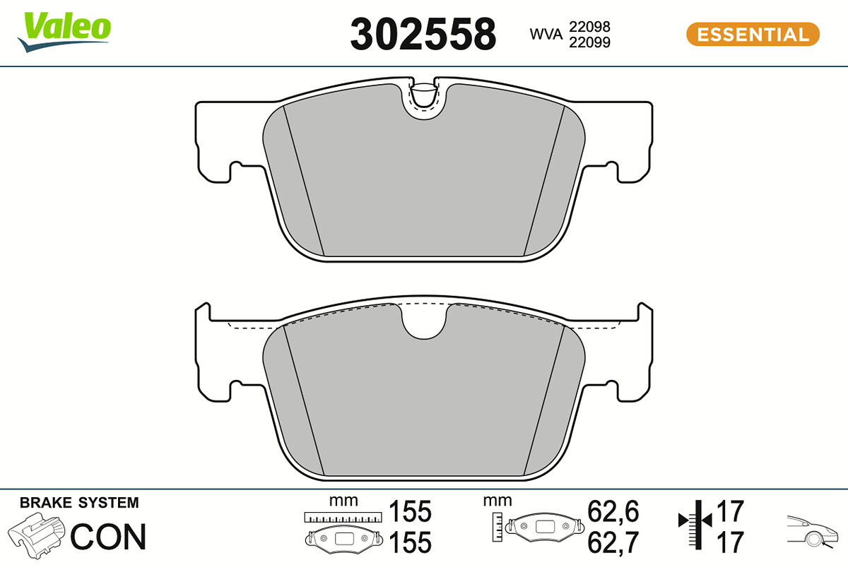 Jeu de 4 plaquettes de frein VALEO ref. 302558
